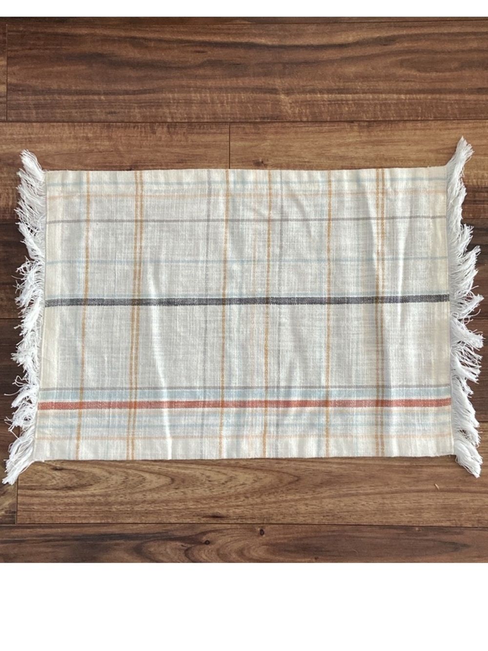 Hearth & Hand Cream Plaid Fringe Table Runner Set of Four!